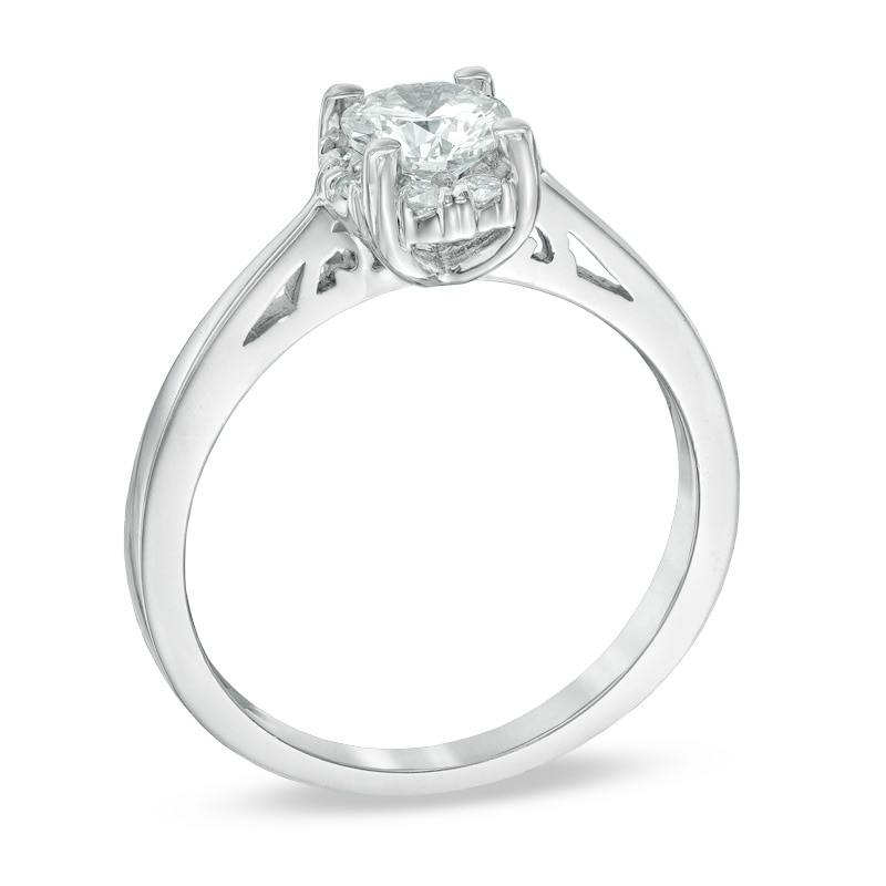 Main Image 2 of 0.70 CT. T.W. Certified Canadian Diamond Frame Engagement Ring in 14K White Gold (I/I1)