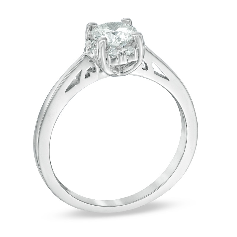 0.70 CT. T.W. Certified Canadian Diamond Frame Engagement Ring in 14K White Gold (I/I1)|Peoples Jewellers