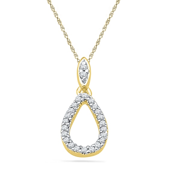0.12 CT. T.W. Diamond Open Teardrop Pendant in 10K Gold