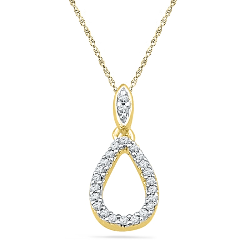0.12 CT. T.W. Diamond Open Teardrop Pendant in 10K Gold