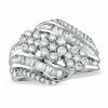 Thumbnail Image 1 of 1.00 CT. T.W. Diamond Flower Cluster Swirl Band in 10K White Gold