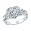 Thumbnail Image 0 of 0.25 CT. T.W. Princess-Cut Diamond Heart Ring in Sterling Silver