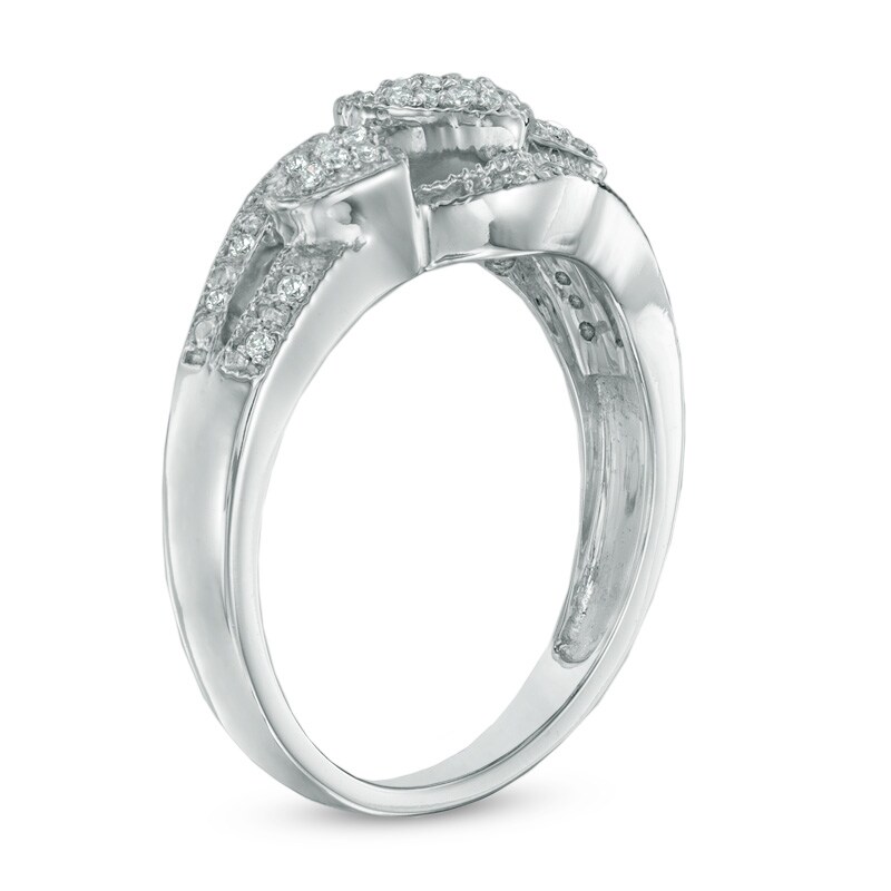 Main Image 2 of 0.25 CT. T.W. Princess-Cut Diamond Triple Heart Ring in Sterling Silver