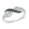 Thumbnail Image 0 of 0.20 CT. T.W. Enhanced Black and White Diamond Infinity Loop Ring in Sterling Silver