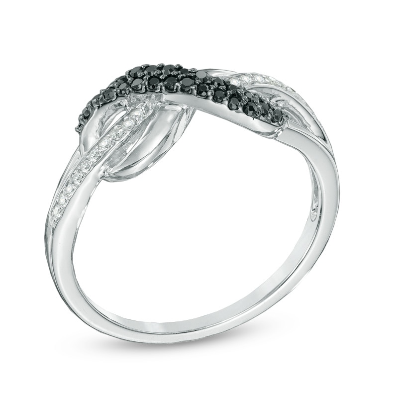 Main Image 2 of 0.20 CT. T.W. Enhanced Black and White Diamond Infinity Loop Ring in Sterling Silver