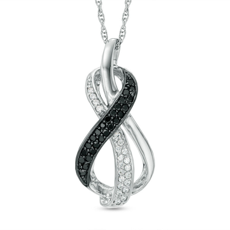 0.20 CT. T.W. Enhanced Black and White Diamond Infinity Loop Pendant in Sterling Silver|Peoples Jewellers