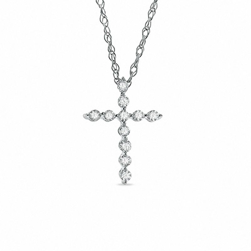 0.33 CT. T.W. Diamond Cross Pendant in 10K White Gold