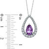 Thumbnail Image 1 of Pear-Shaped Amethyst and White Lab-Created Sapphire Pendant in Sterling Silver
