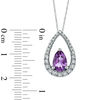 Thumbnail Image 2 of Pear-Shaped Amethyst and White Lab-Created Sapphire Pendant in Sterling Silver