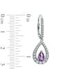 Thumbnail Image 1 of Pear-Shaped Amethyst and White Lab-Created Sapphire Earrings in Sterling Silver