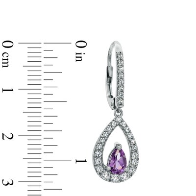 Pear-Shaped Amethyst and White Lab-Created Sapphire Earrings in Sterling Silver