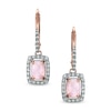 Cushion-Cut Lab-Created Opal and White Sapphire Earrings in Sterling Silver with 14K Rose Gold Plate