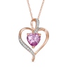 Thumbnail Image 0 of 8.0mm Heart-Shaped Lab-Created Pink and White Sapphire Heart Pendant in Sterling Silver with 14K Rose Gold Plate