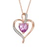 Thumbnail Image 0 of 8.0mm Heart-Shaped Lab-Created Pink and White Sapphire Heart Pendant in Sterling Silver with 14K Rose Gold Plate