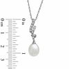 7.0-8.5 Freshwater Cultured Pearl and Lab-Created White Sapphire Pendant and Drop Earrings Set in Sterling Silver