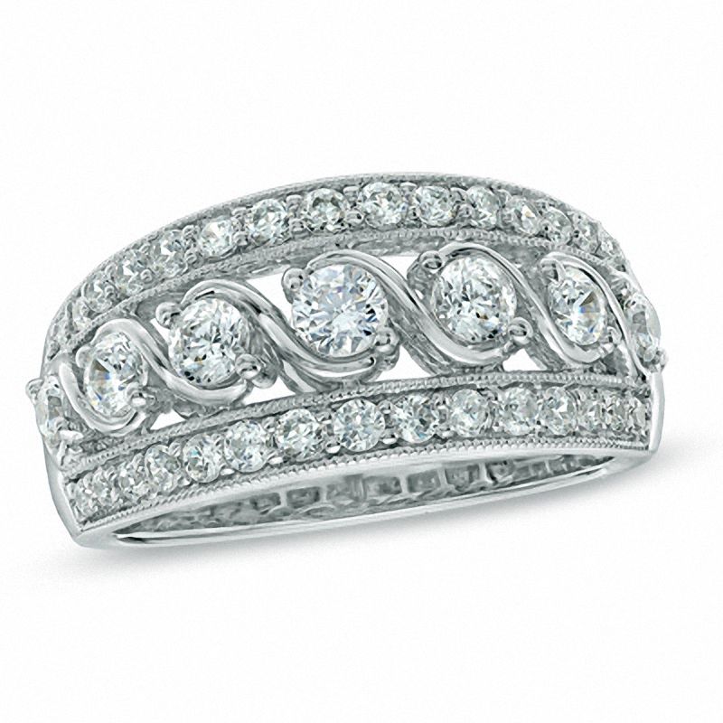 1.00 CT. T.W. Diamond Seven Stone Vintage-Style Ring in 14K White Gold