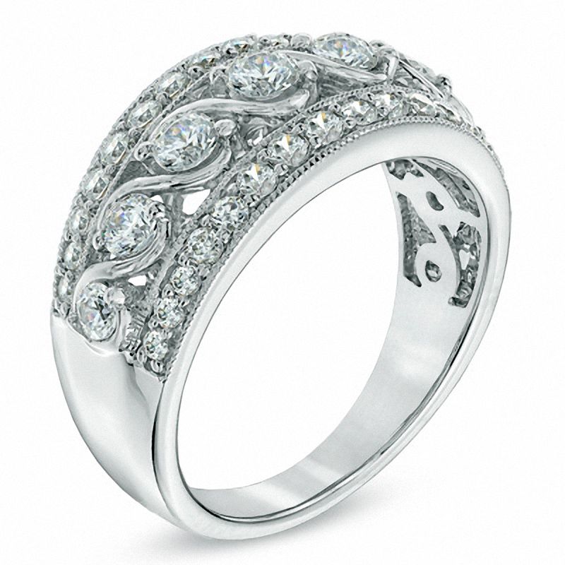 Main Image 2 of 1.00 CT. T.W. Diamond Seven Stone Vintage-Style Ring in 14K White Gold