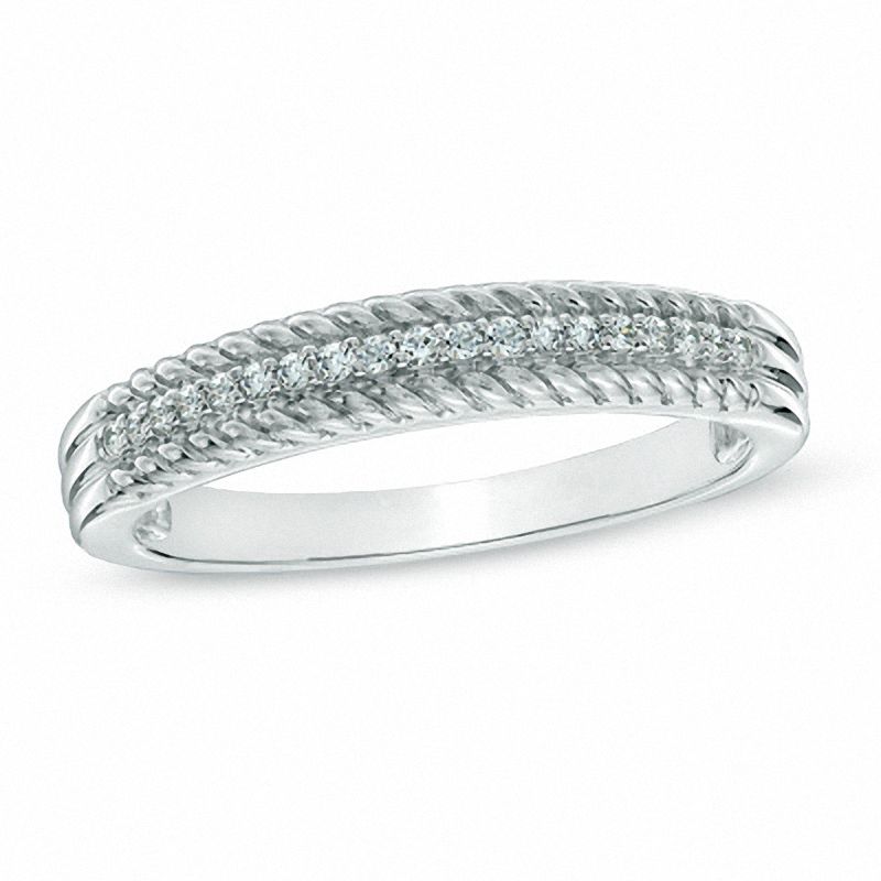 Main Image 1 of 0.10 CT. T.W. Diamond Anniversary Band in 10K White Gold