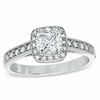 0.84 CT. T.W. Certified Canadian Cushion-Cut Diamond Frame Engagement Ring in 14K White Gold (I/I1)