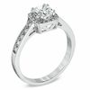 Thumbnail Image 1 of 0.84 CT. T.W. Certified Canadian Cushion-Cut Diamond Frame Engagement Ring in 14K White Gold (I/I1)