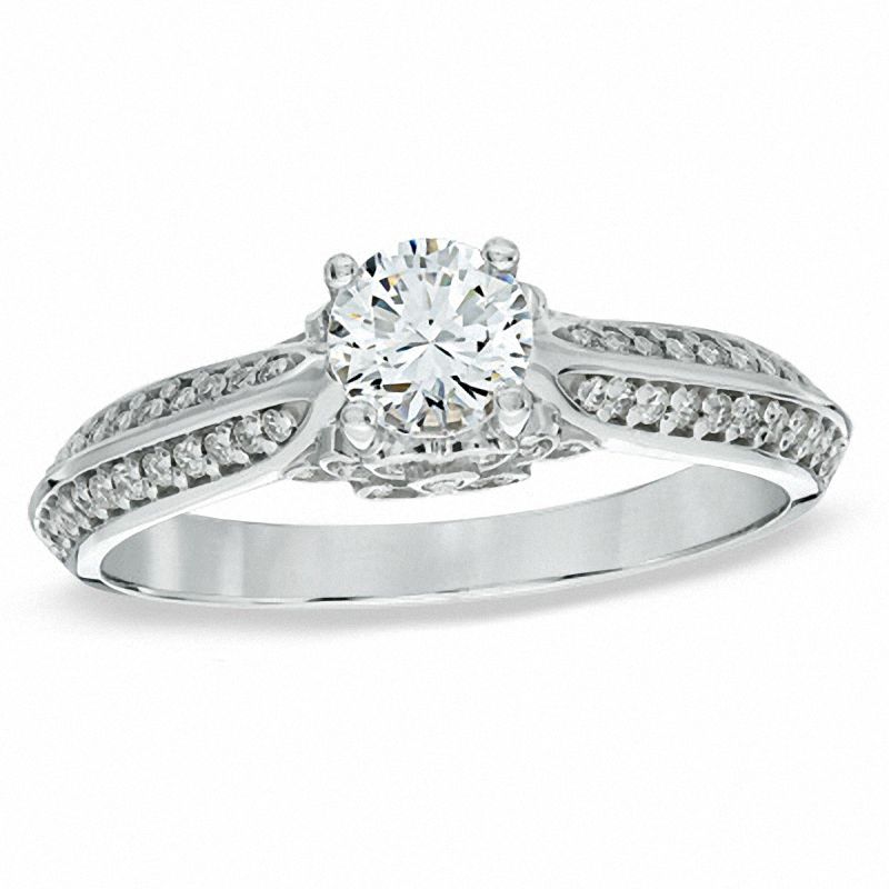 Main Image 1 of 0.80 CT. T.W. Certified Canadian Diamond Floral Engagement Ring in 14K White Gold (I/I1)