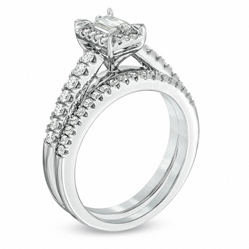 Main Image 2 of 0.60 CT. T.W. Baguette Diamond Frame Bridal Set in 14K White Gold