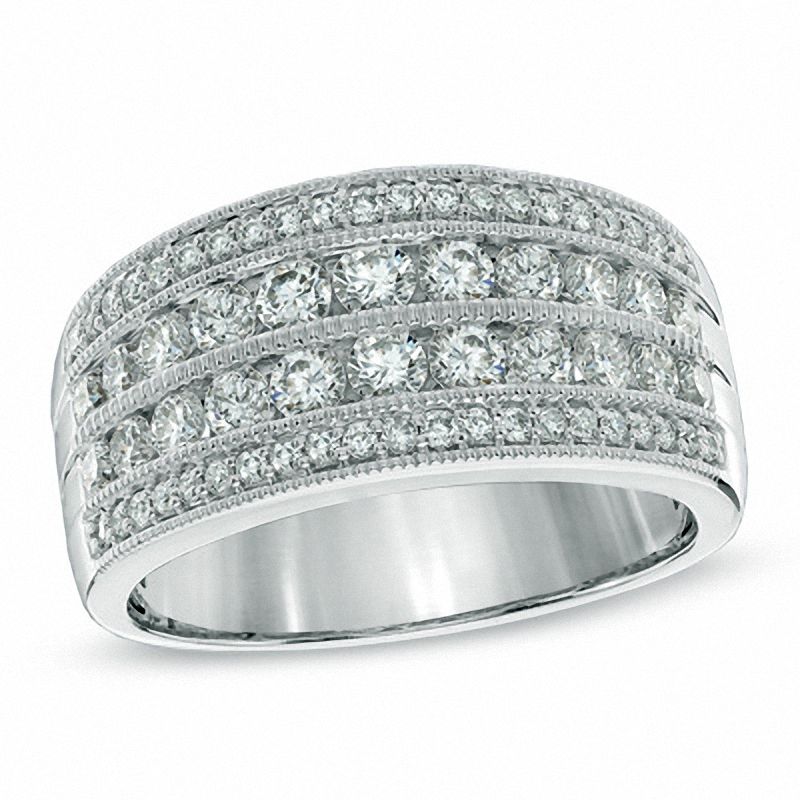 Main Image 1 of 1.00 CT. T.W. Diamond Multi-Row Anniversary Band in 14K White Gold
