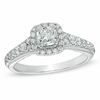 Thumbnail Image 0 of 1.00 CT. T.W. Certified Cushion-Cut Diamond Frame Engagement Ring in 14K White Gold (I/I1)