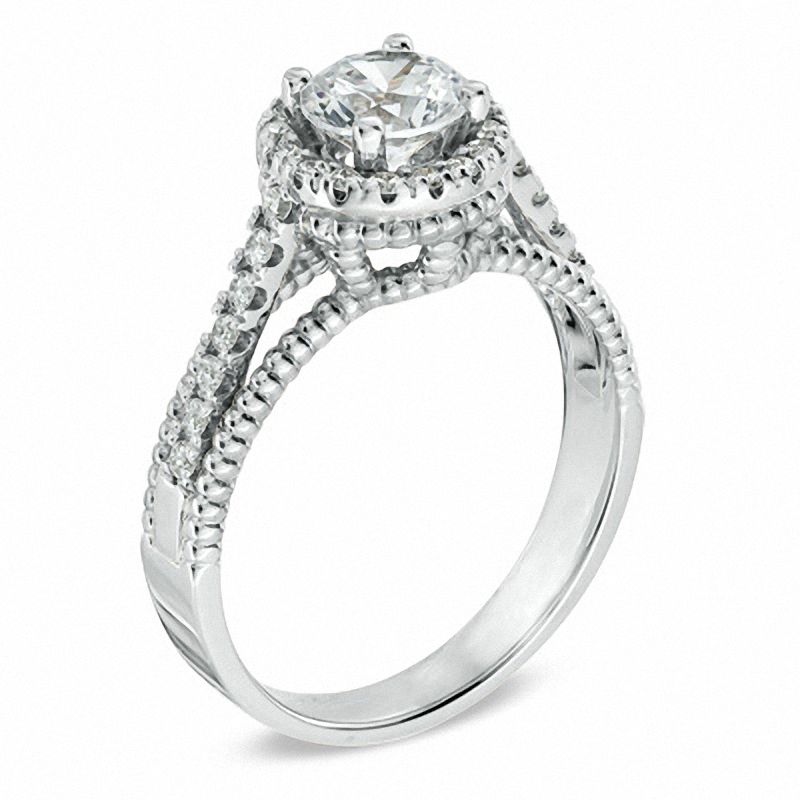 Main Image 2 of 1.05 CT. T.W. Certified Canadian Diamond Split Shank Engagement Ring in 14K White Gold (I/I1)