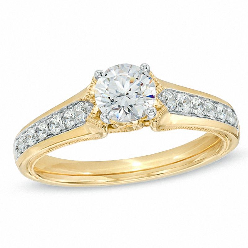 0.95 CT. T.W. Diamond Vintage-Style Engagement Ring in 14K Gold