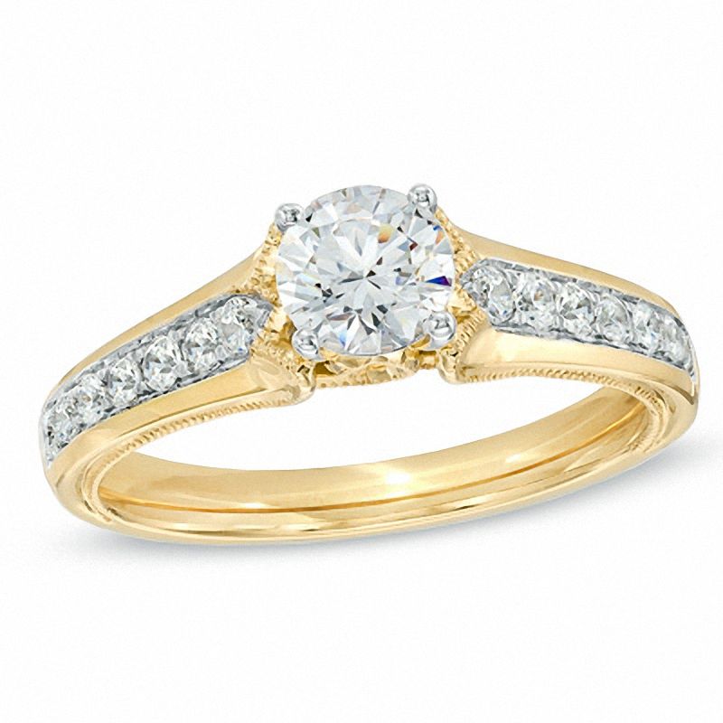 Main Image 1 of 0.95 CT. T.W. Diamond Vintage-Style Engagement Ring in 14K Gold