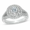 Thumbnail Image 0 of 1.00 CT. T.W. Diamond Double Frame Vintage-Style Engagement Ring in 14K White Gold