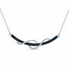 Thumbnail Image 0 of 0.15 CT. T.W. Enhanced Blue Diamond Ribbon Necklace in Sterling Silver - 16"