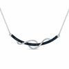 0.15 CT. T.W. Enhanced Blue Diamond Ribbon Necklace in Sterling Silver - 16"