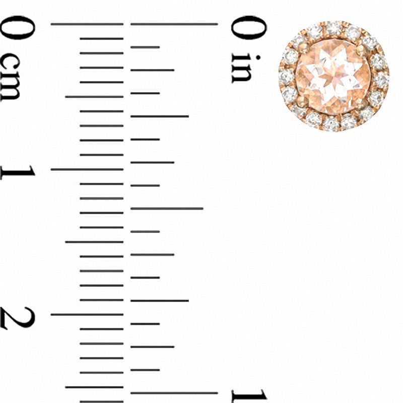 5.0mm Morganite and 0.17 CT. T.W. Diamond Frame Stud Earrings in 10K Rose Gold