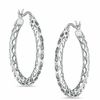 Thumbnail Image 1 of 25.4mm Honeycomb Hoop Earrings in Sterling Silver