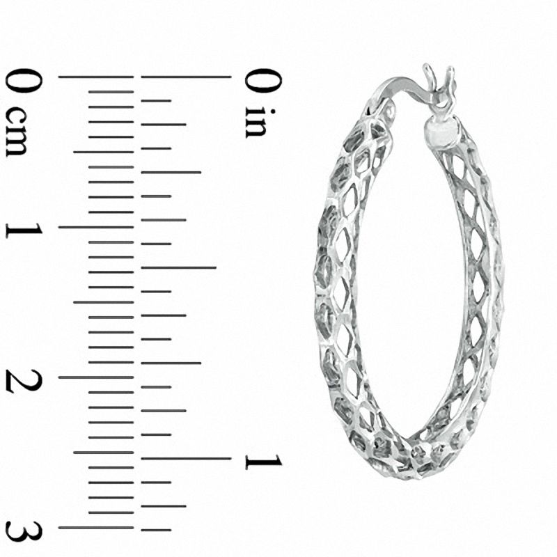 Main Image 2 of 25.4mm Honeycomb Hoop Earrings in Sterling Silver