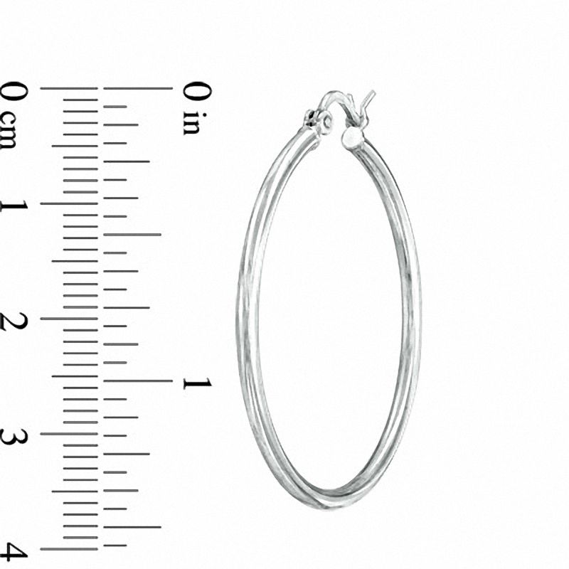 Main Image 2 of 30.0mm Plain Tube Hoop Earrings in Sterling Silver