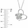 Thumbnail Image 1 of 0.04 CT. T.W. Diamond Tilted Heart with Butterfly Pendant in Sterling Silver