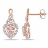 Thumbnail Image 1 of 5.0mm Heart-Shaped Morganite and 0.12 CT. T.W. Diamond Earrings in 10K Rose Gold