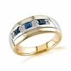 Thumbnail Image 0 of Men's Square-Cut Blue Sapphire and 0.15 CT. T.W. Diamond Ring in 14K Two-Tone Gold