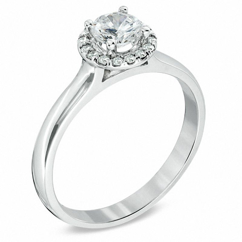 0.60 CT. T.W. Certified Canadian Diamond Frame Engagement Ring in 14K White Gold (I/I1)