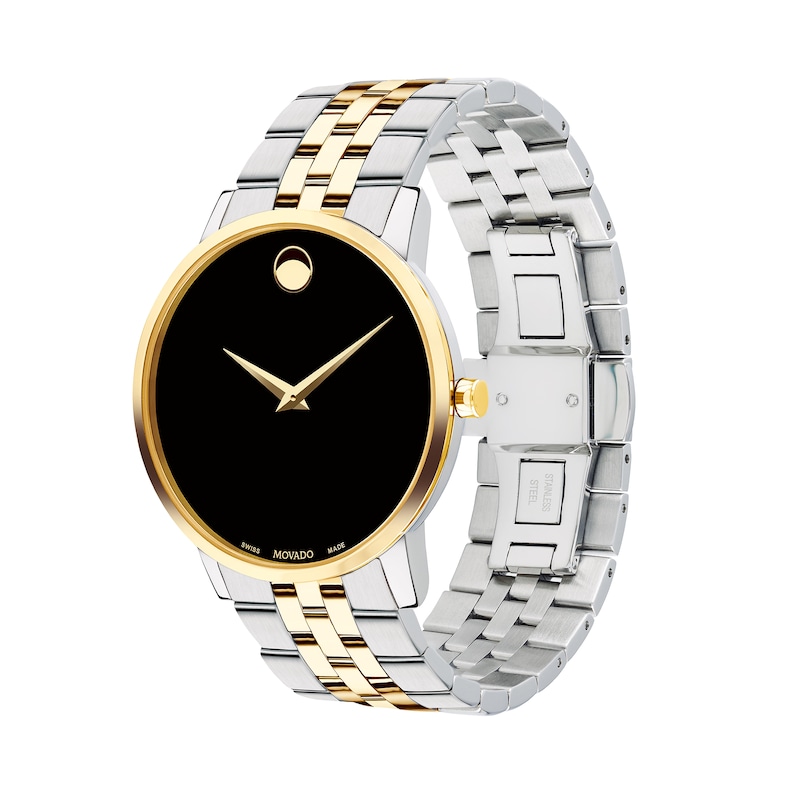 Men's Movado Museum® Classic Two-Tone PVD Watch with Black Dial (Model: 0607200)|Peoples Jewellers