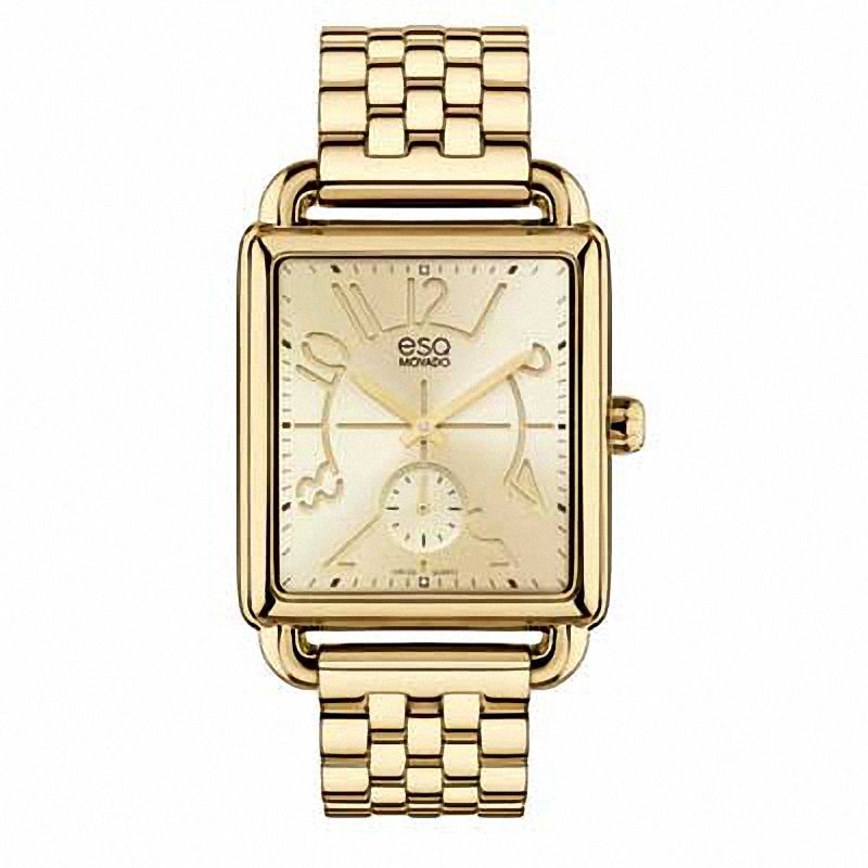 Ladies' ESQ Movado Origin Gold-Tone Watch with Rectangular Dial (Model: 07101408)|Peoples Jewellers