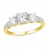 Thumbnail Image 1 of White Lab-Created Sapphire Three Stone Ring in 10K Gold