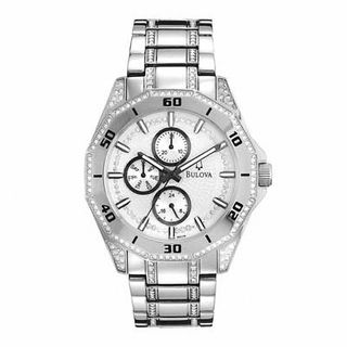 Men's Bulova Crystal Collection Watch with Silver-Tone Dial (Model: 96C110)
