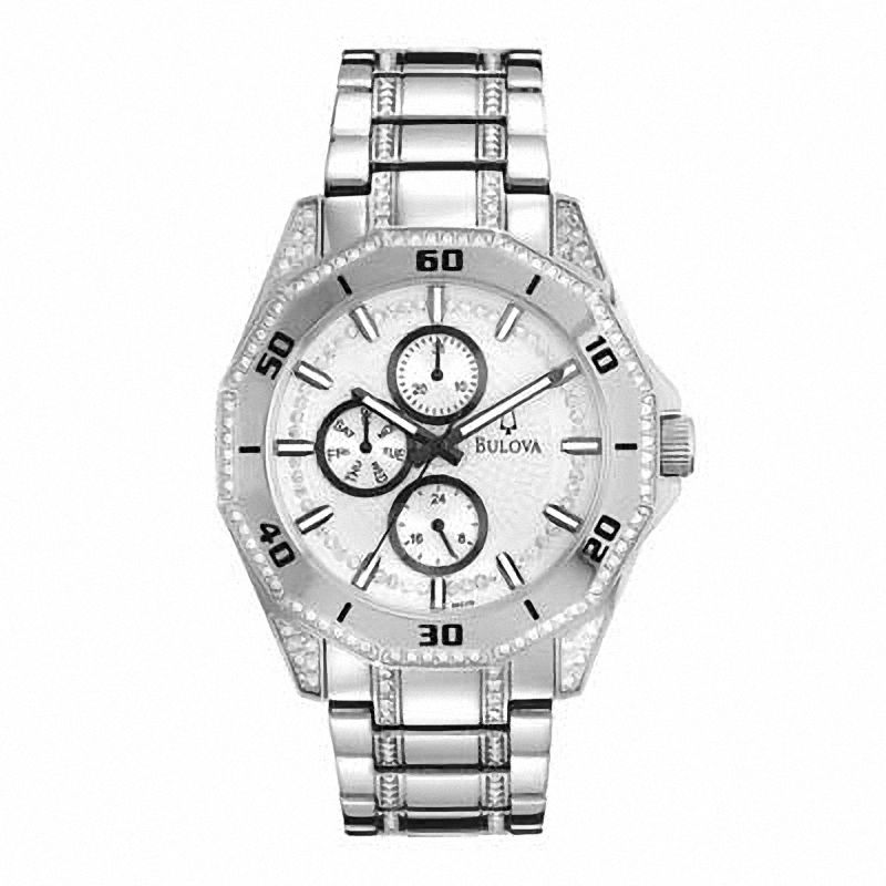 Men's Bulova Crystal Collection Watch with Silver-Tone Dial (Model: 96C110)|Peoples Jewellers