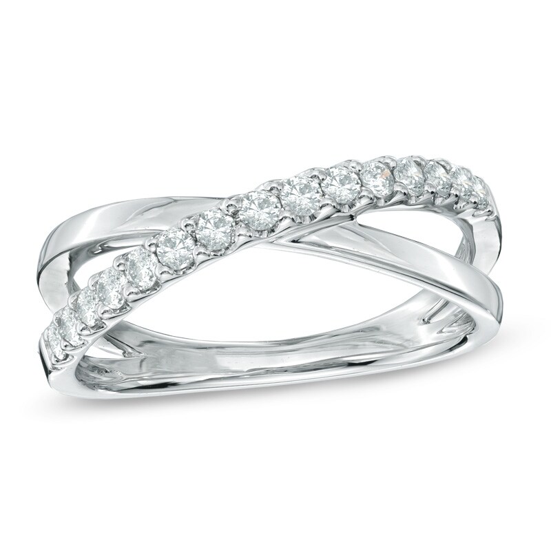 Main Image 1 of 0.33 CT. T.W. Diamond "X" Band in 10K White Gold