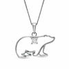 0.08 CT. Certified Canadian Princess-Cut Diamond Polar Bear Pendant in 14K White Gold (I/I2)