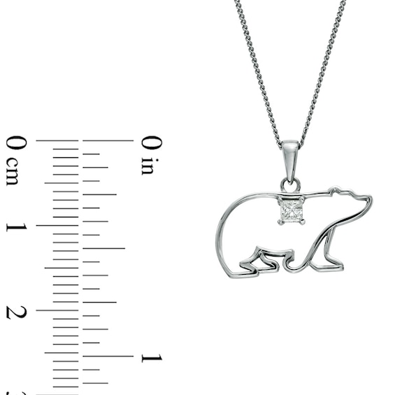 0.08 CT. Certified Canadian Princess-Cut Diamond Polar Bear Pendant in ...